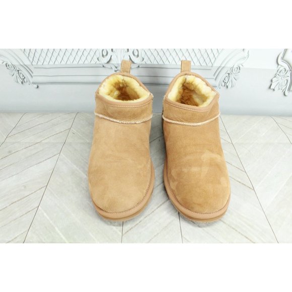 LL Bean Brown Suede Shearling Lined Wicked Good Slippers Ankle Boots 9 M - Picture 5 of 9